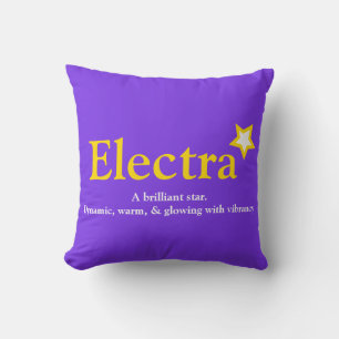 Electra name meaning star pink yellow purple cushion