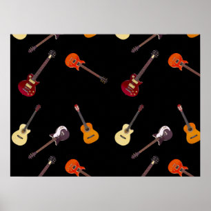 Electric & Acoustic Guitar Collage Poster