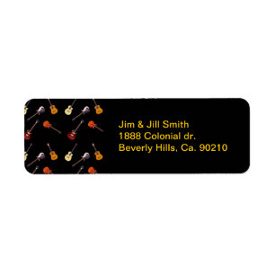 Electric & Acoustic Guitar Collage Return Address Label