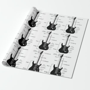Electric and Acoustic Guitars Music Note Christmas Wrapping Paper
