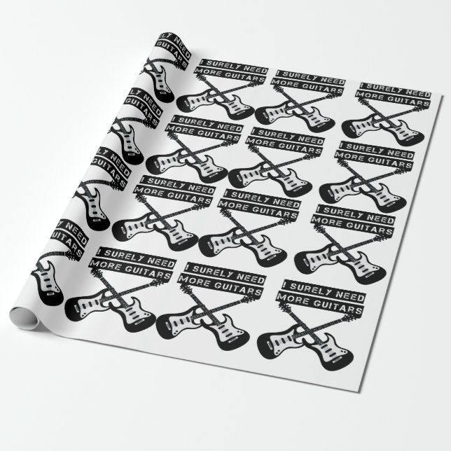 Electric and Acoustic Guitars Music Note  Wrapping Paper (Unrolled)