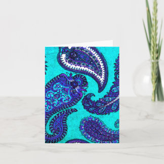 Electric Aqua Paisley Note Cards