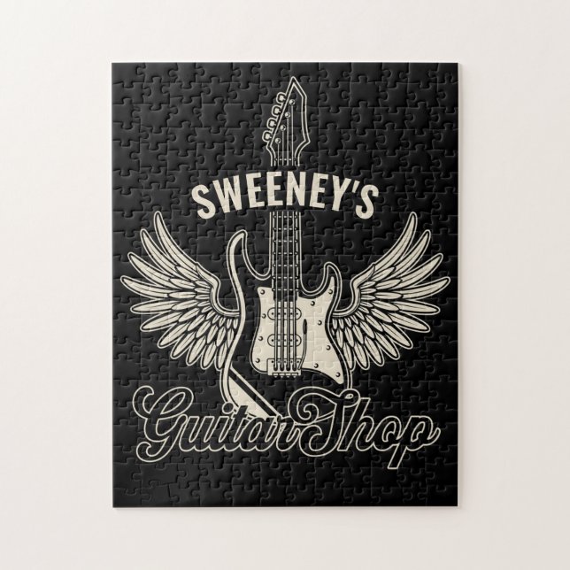 Electric Axe Wings ADD NAME Guitarist Guitar Shop  Jigsaw Puzzle (Vertical)