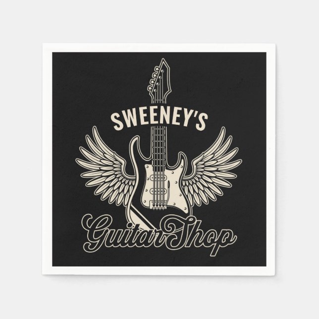 Electric Axe Wings ADD NAME Guitarist Guitar Shop Napkin (Front)