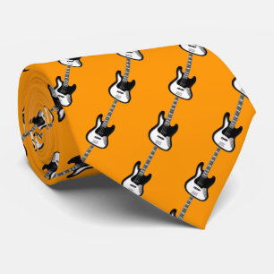 Electric Base Guitar Pattern on Yellow Tie