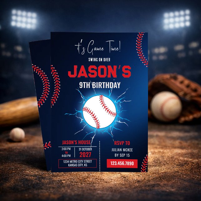 Electric Baseball Birthday Invitation (Creator Uploaded)