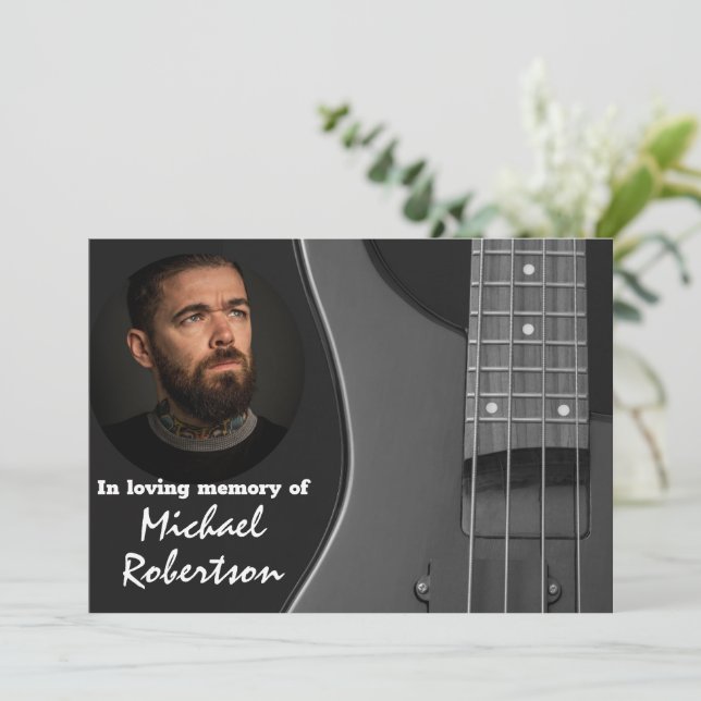 Electric Bass Guitar Memorial Invitation (Standing Front)