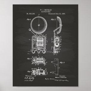 Electric Bell 1893 Patent Art - Chalkboard Poster