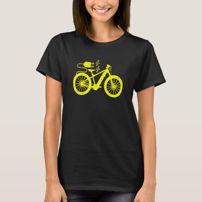 Electric Bike E Bike Ebike Bicycle Silhouette T-Shirt (Front)