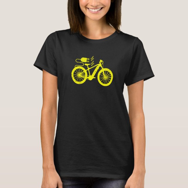 Electric Bike E Bike Ebike Bicycle Silhouette T-Shirt (Front)