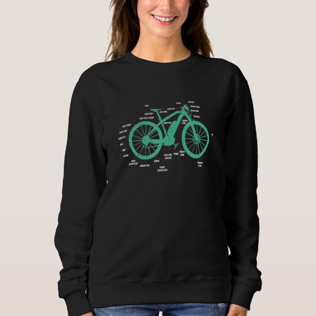 Electric Bike Parts Ebike Anatomy Mountain Biker C Sweatshirt (Front)
