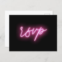Electric Black and Pink Neon Glow Light RSVP