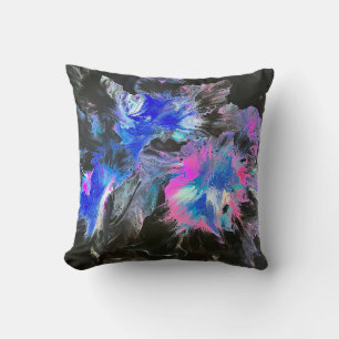 Electric Bloom Abstract Throw Pillow