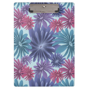 Electric Bloom: Glossy Blue and Pink floral  Clipboard