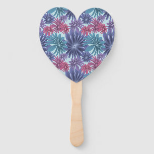 Electric Bloom: Glossy Blue and Pink floral  Hand Fan