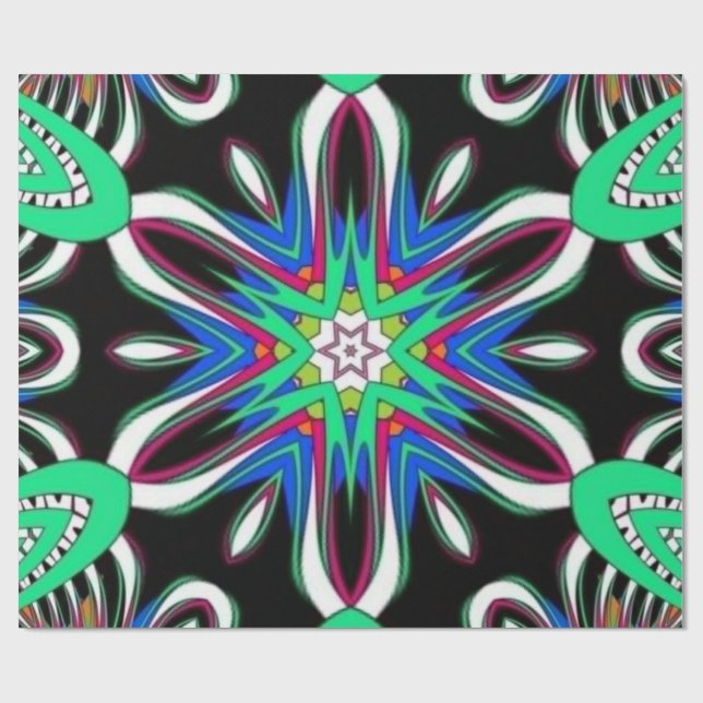 Electric Bloom Mandala Wrapping Paper (Flat)