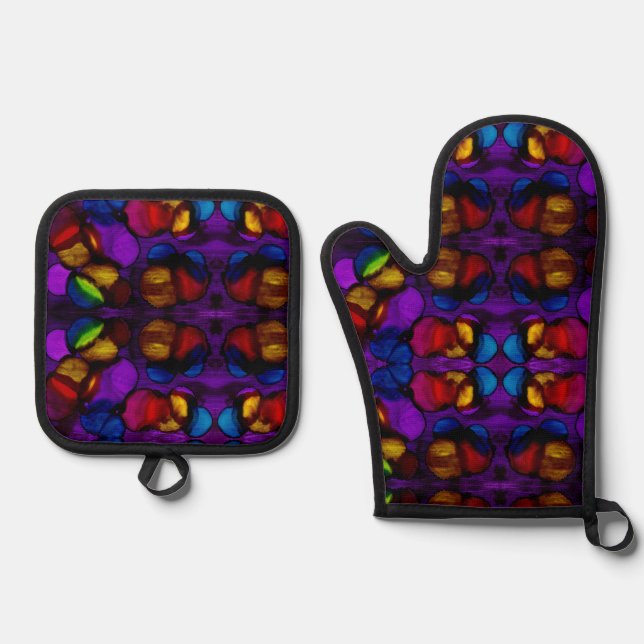 Electric Bloom Oven Mitt & Pot Holder Set (Front)