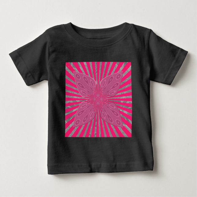 Electric Bloom Wings: A Vividly Edgy & Beautiful Baby T-Shirt (Front)