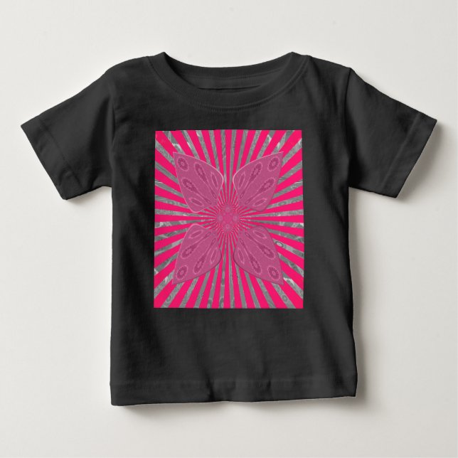 Electric Bloom Wings: A Vividly Edgy & Beautiful Baby T-Shirt (Front)