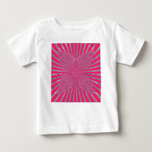 Electric Bloom Wings: A Vividly Edgy & Beautiful Baby T-Shirt (Front)