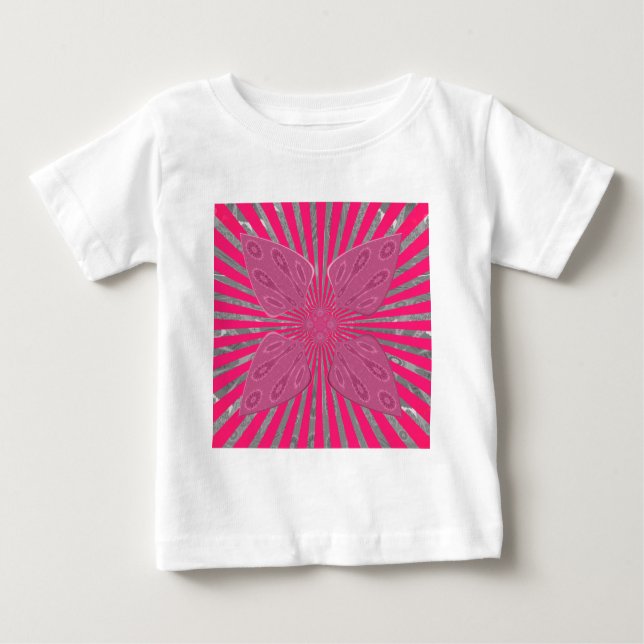 Electric Bloom Wings: A Vividly Edgy & Beautiful Baby T-Shirt (Front)
