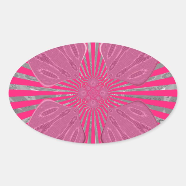 Electric Bloom Wings: A Vividly Edgy & Beautiful Oval Sticker (Front)