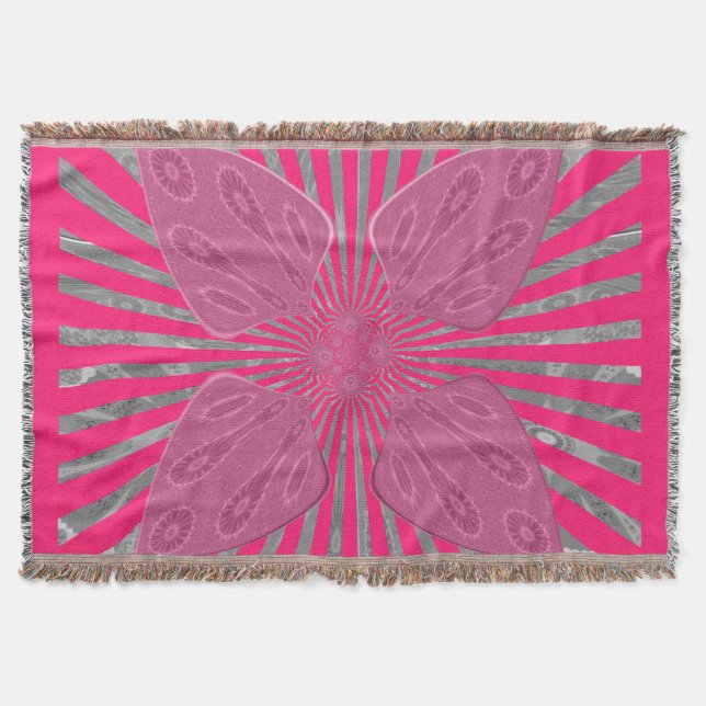 Electric Bloom Wings: A Vividly Edgy & Beautiful Throw Blanket (Front)