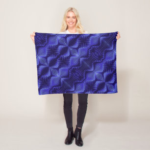 Electric Blue Abstract Waves Fleece Blanket