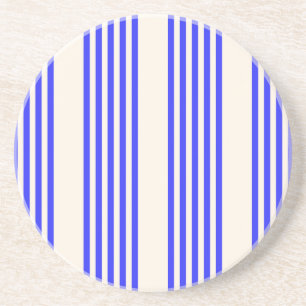 Electric blue and beige five stripe pattern coaster