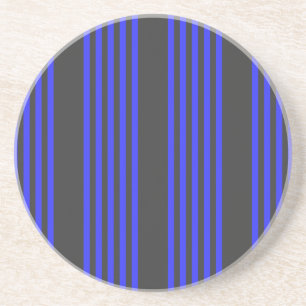 Electric blue and charcoal five stripe pattern coaster