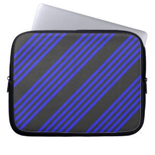 Electric blue and charcoal five stripe pattern laptop sleeve