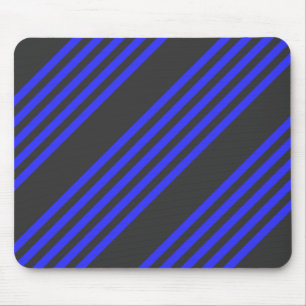 Electric blue and charcoal five stripe pattern mouse pad