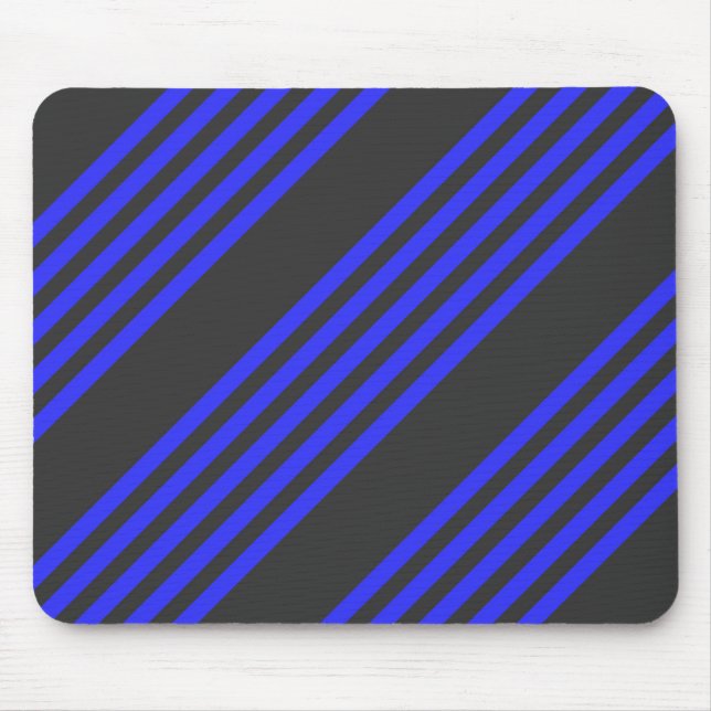 Electric blue and charcoal five stripe pattern mouse pad (Front)