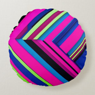 Electric Blue and Pink Round Cushion