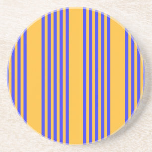 Electric blue and yellow five stripes pattern coaster