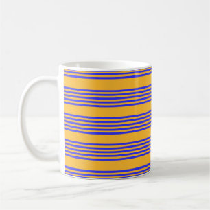 Electric blue and yellow five stripes pattern coffee mug