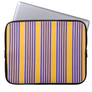 Electric blue and yellow five stripes pattern laptop sleeve