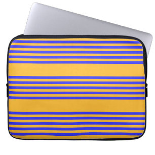 Electric blue and yellow five stripes pattern laptop sleeve