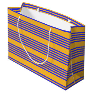 Electric blue and yellow five stripes pattern large gift bag
