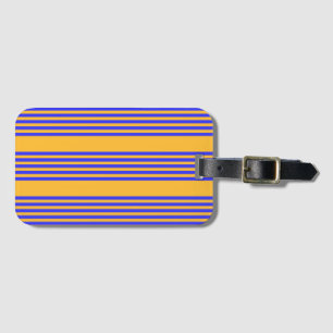 Electric blue and yellow five stripes pattern luggage tag