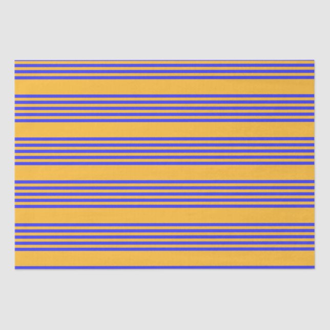 Electric blue and yellow five stripes pattern tissue paper (Front)