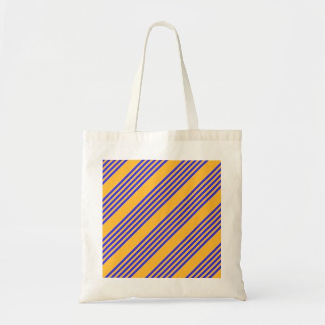 Electric blue and yellow five stripes pattern tote bag (Front)