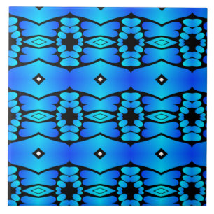 Electric blue aqua black geometric kitchen bath ceramic tile