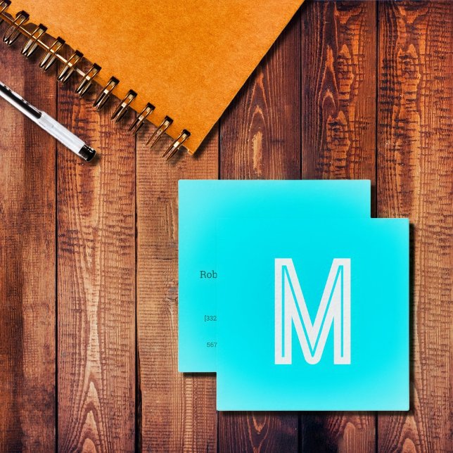 electric  blue - bold monogram   square business card (Creator Uploaded)