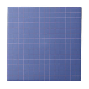 Electric Blue Chequered Pattern Retro Minimalist Ceramic Tile