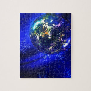 Electric blue christmas bauble design, customise i jigsaw puzzle