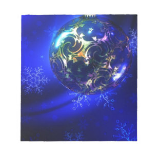 Electric blue christmas bauble design, customise i notepad