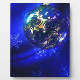 Electric blue christmas bauble design, customise i plaque