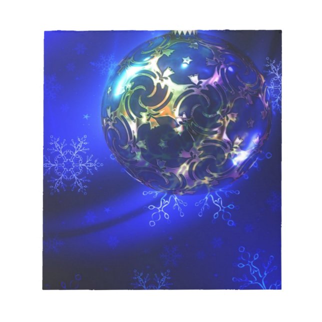 Electric blue christmas bauble design, customize i notepad (Front)