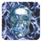 Electric Blue Chrome Skull Stickers